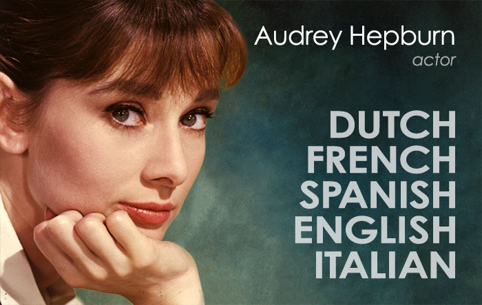 Audrey Hepburn learned Dutch, English and French as a child. She would later learn Spanish and Italian as her film career took her around the world.